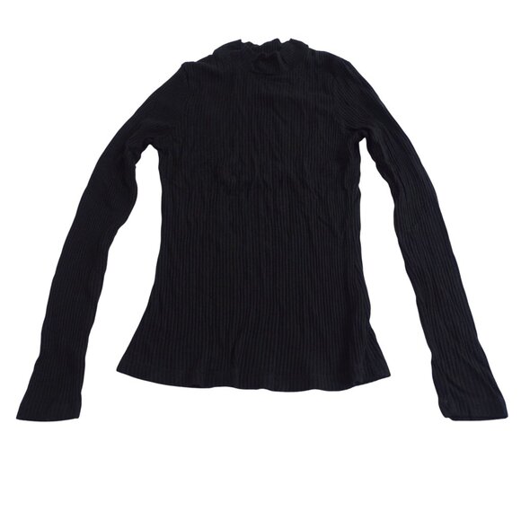 LNA Black Ribbed Mock Neck Long Sleeve Top With Cutout Back Women Size S - Picture 1 of 11